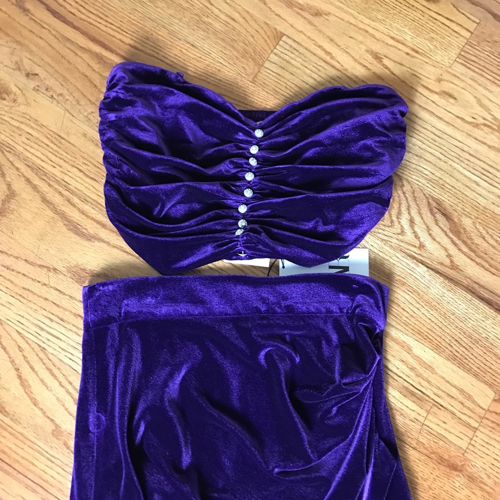 Zara Elegant Purple Velour Top and Skirt Set NWT - Picture 4 of 13
